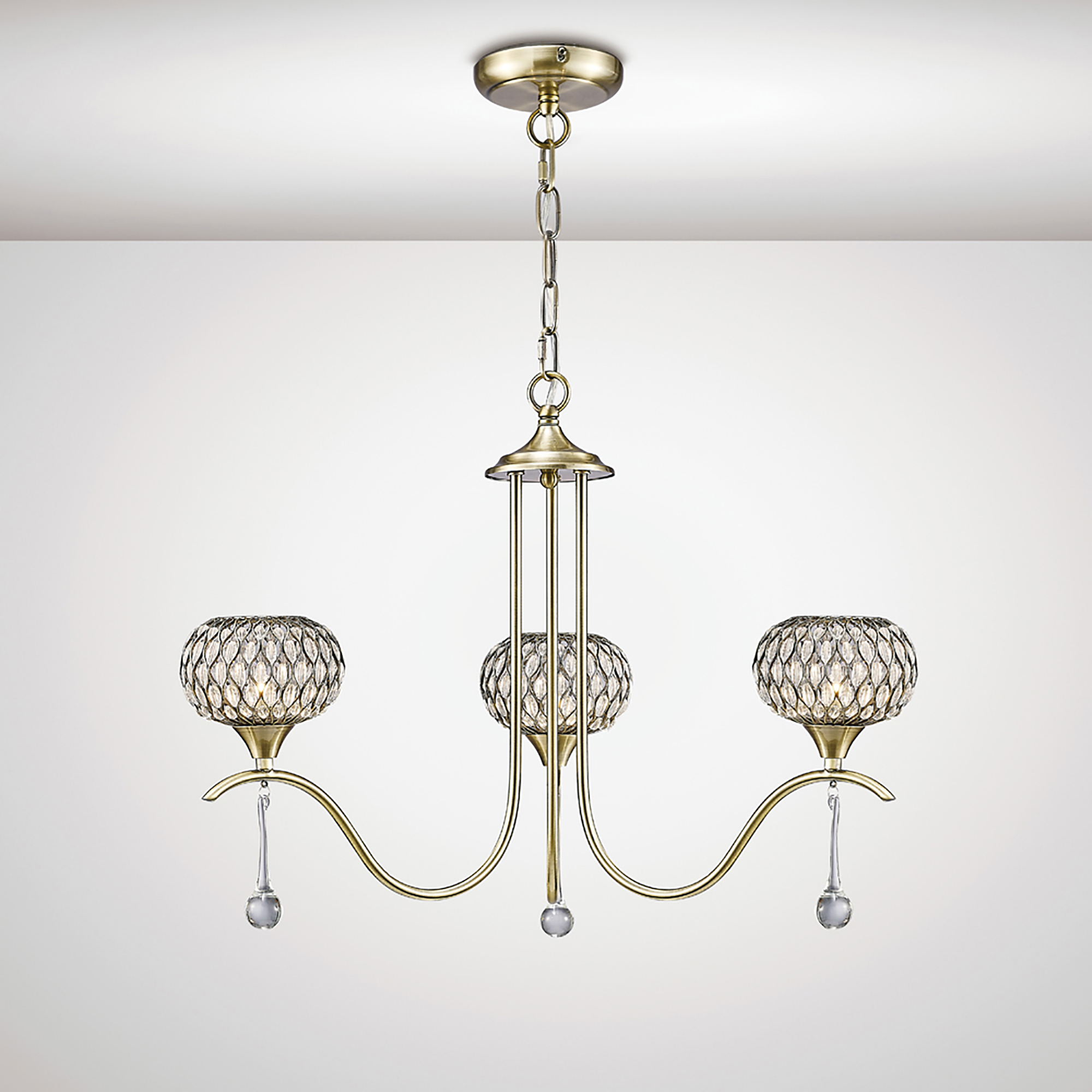 Chelsie Antique Brass Ceiling Lights Diyas Multi Arm Fittings